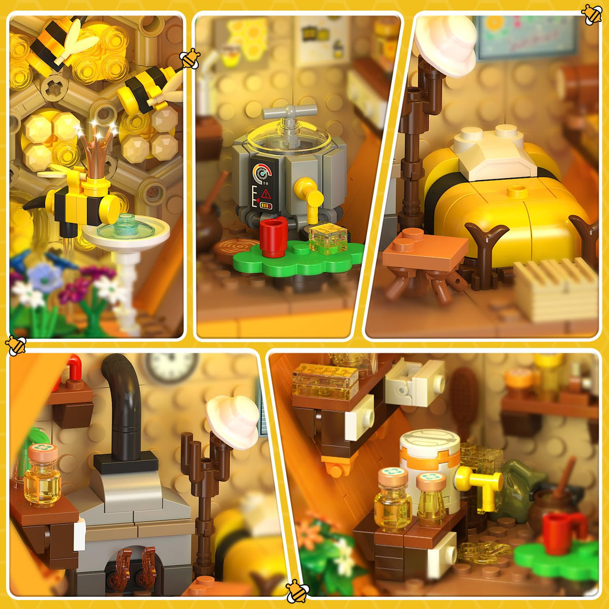 INSOON Bee House Building Set, Farm Treehouse Kit- building blocks