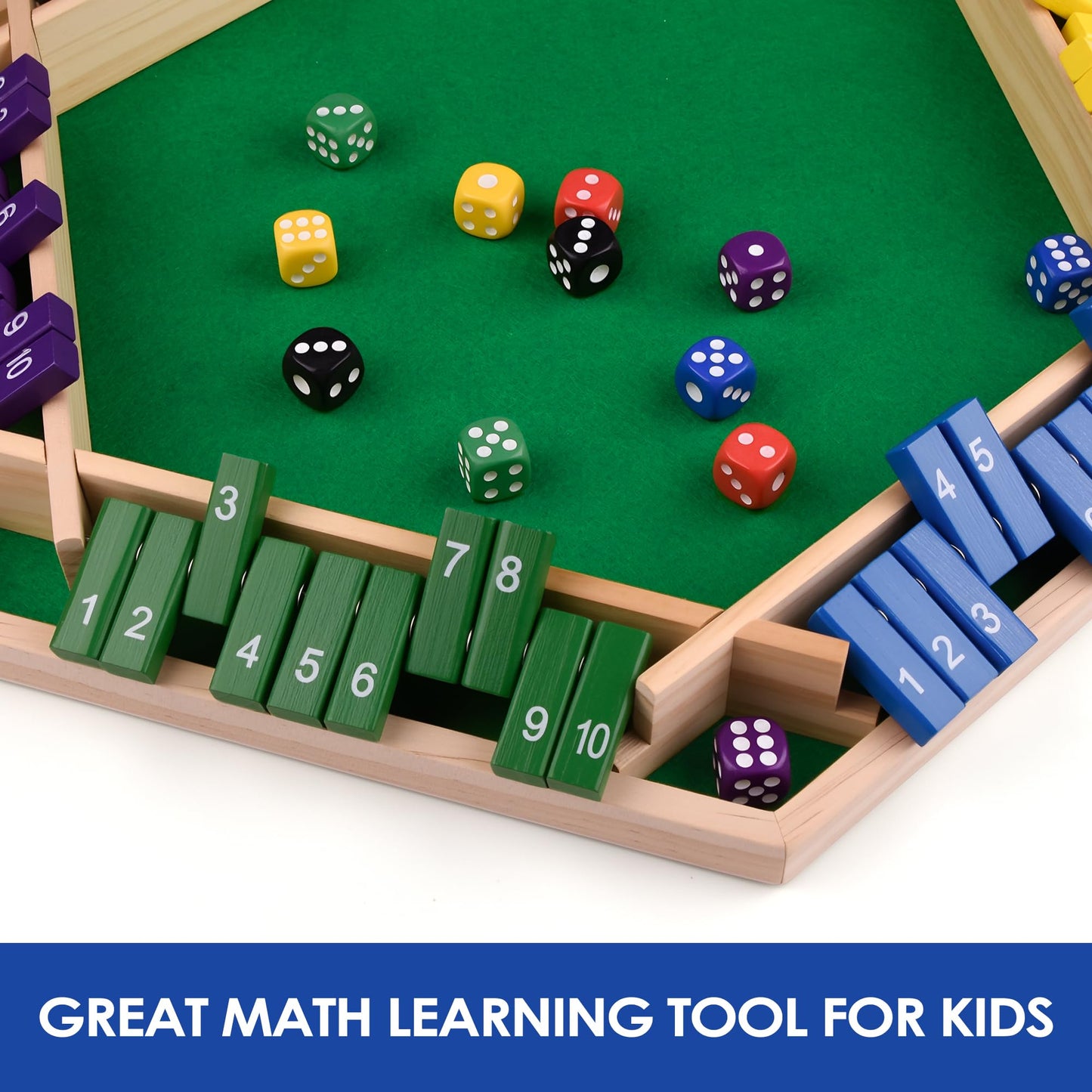 Shut The Box Dice Game, Traditional Wooden