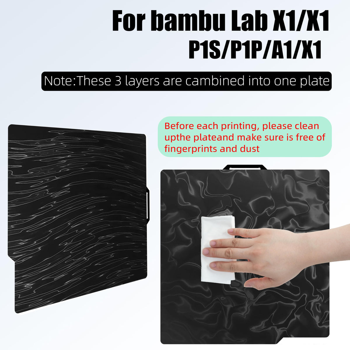 P1S P2S Build Plate for Bambu Lab A1 X2D P1P X1 X1C X1E, 257x257mm