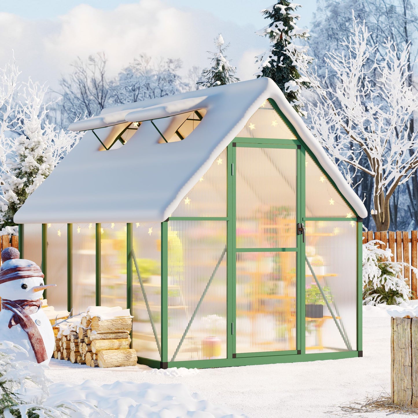 6 x 9 FT Walk-in Outdoor Greenhouse with Polycarbonate Panels