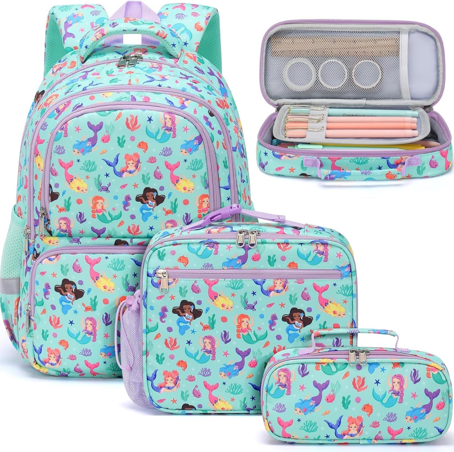 Fimibuke Kids Backpack, 3-in-1 Set with Lunch Box & Pencil Case