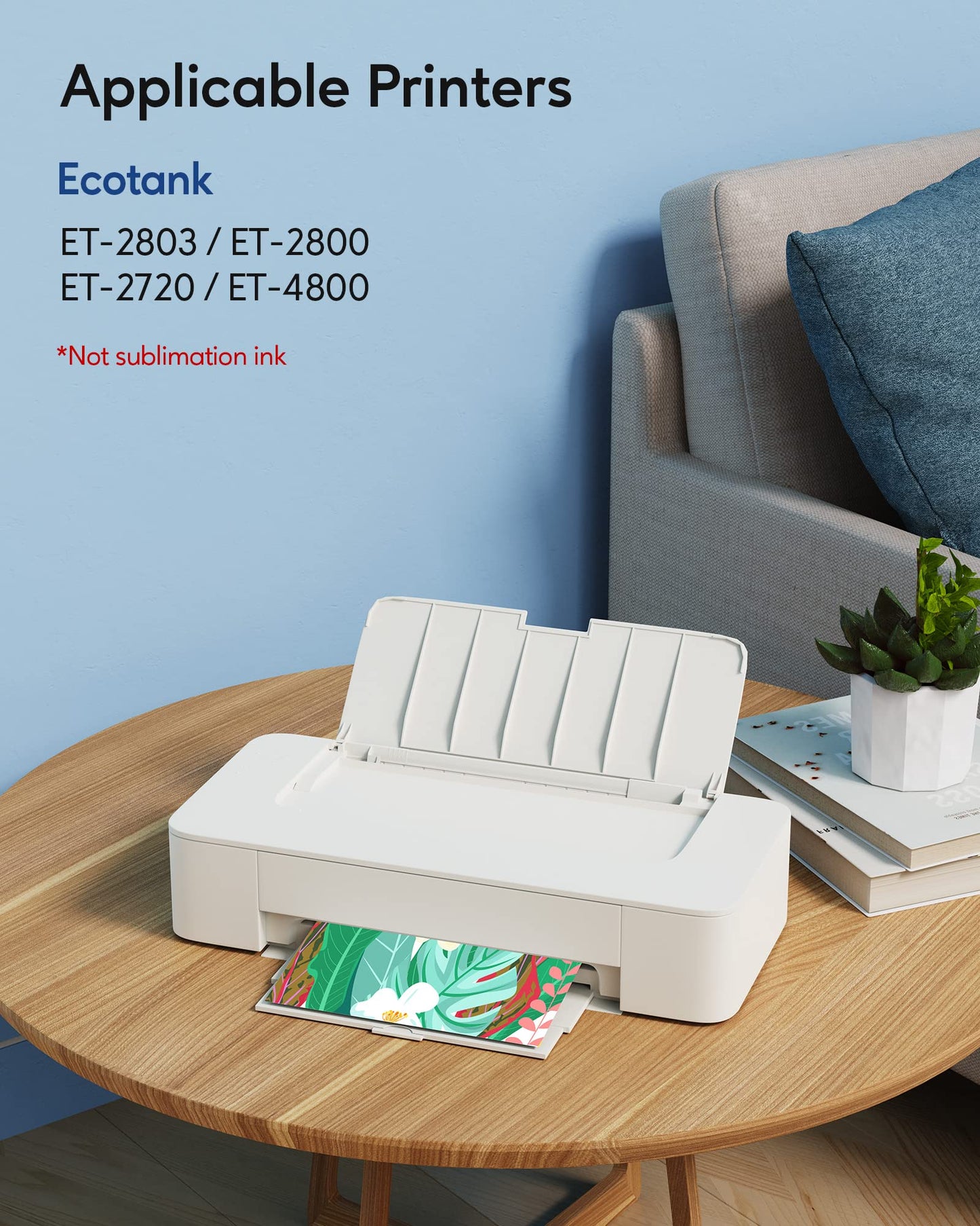 522 High Capacity (5 Bottles) Refill Ink Bottle Replacement for Use for EcoTank ET-2803 ET-2800 ET-2720 ET-4800 Printer