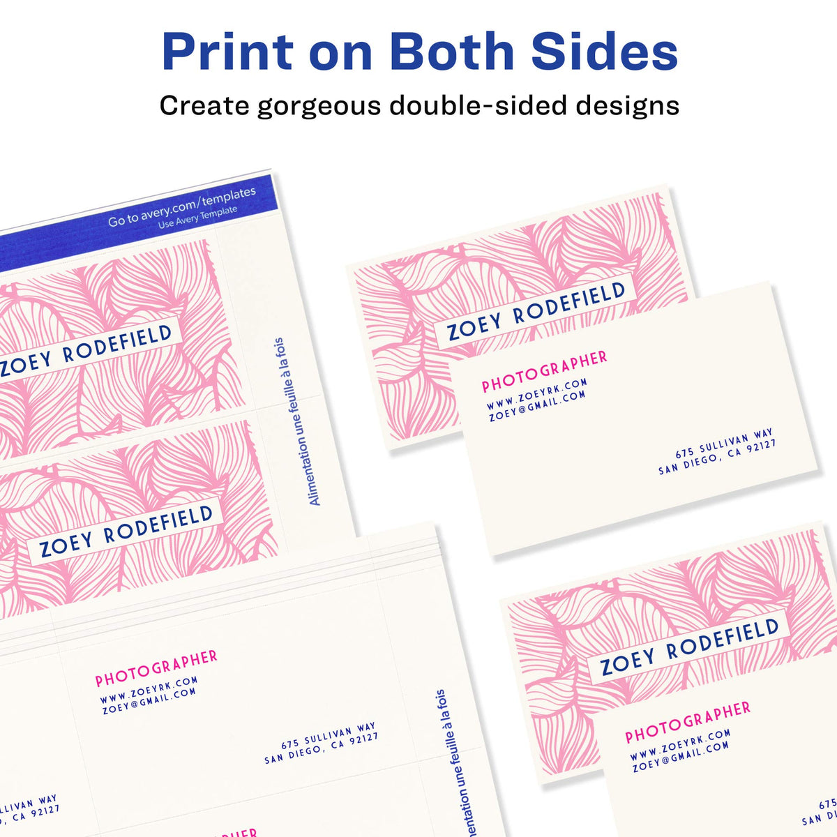 Avery Printable Business Cards with Sure Feed Technology, 2" x 3.5", White, 250 Blank Cards