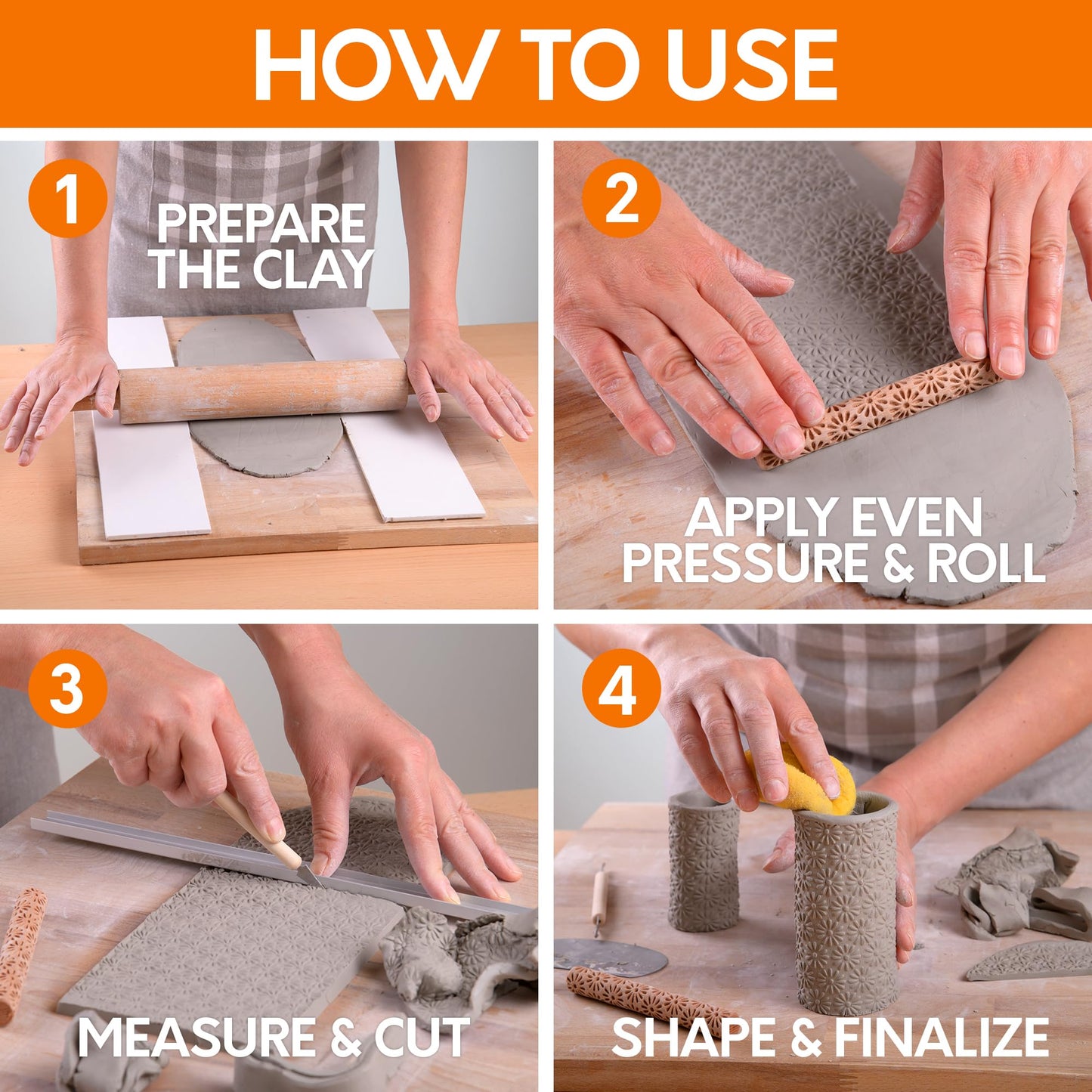 Clay Texture Rollers- 10-Pack