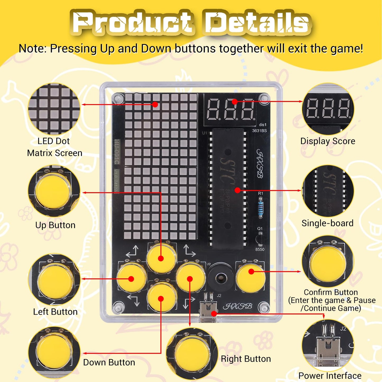 7-in-1 Game Soldering Project Kit, DIY Retro Handheld Game Console Electronics Kit for STEM Learning, 3 Difficulty Levels, Classroom Practice & School Projects for Teens & Students