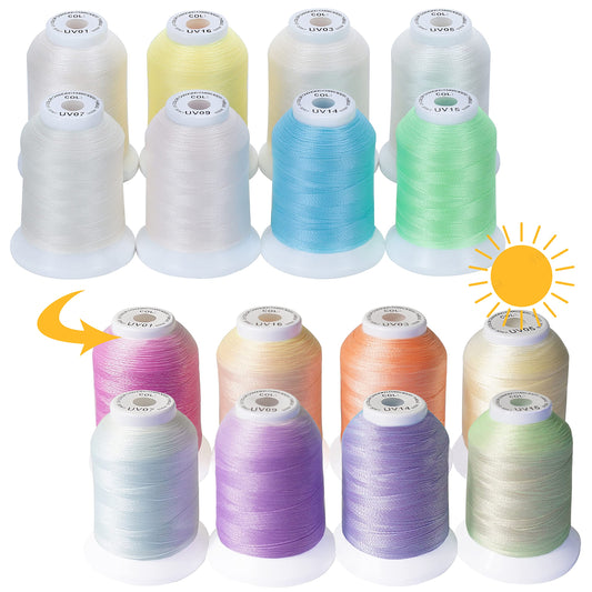 8 Spools UV Color Changing Embroidery Machine Thread