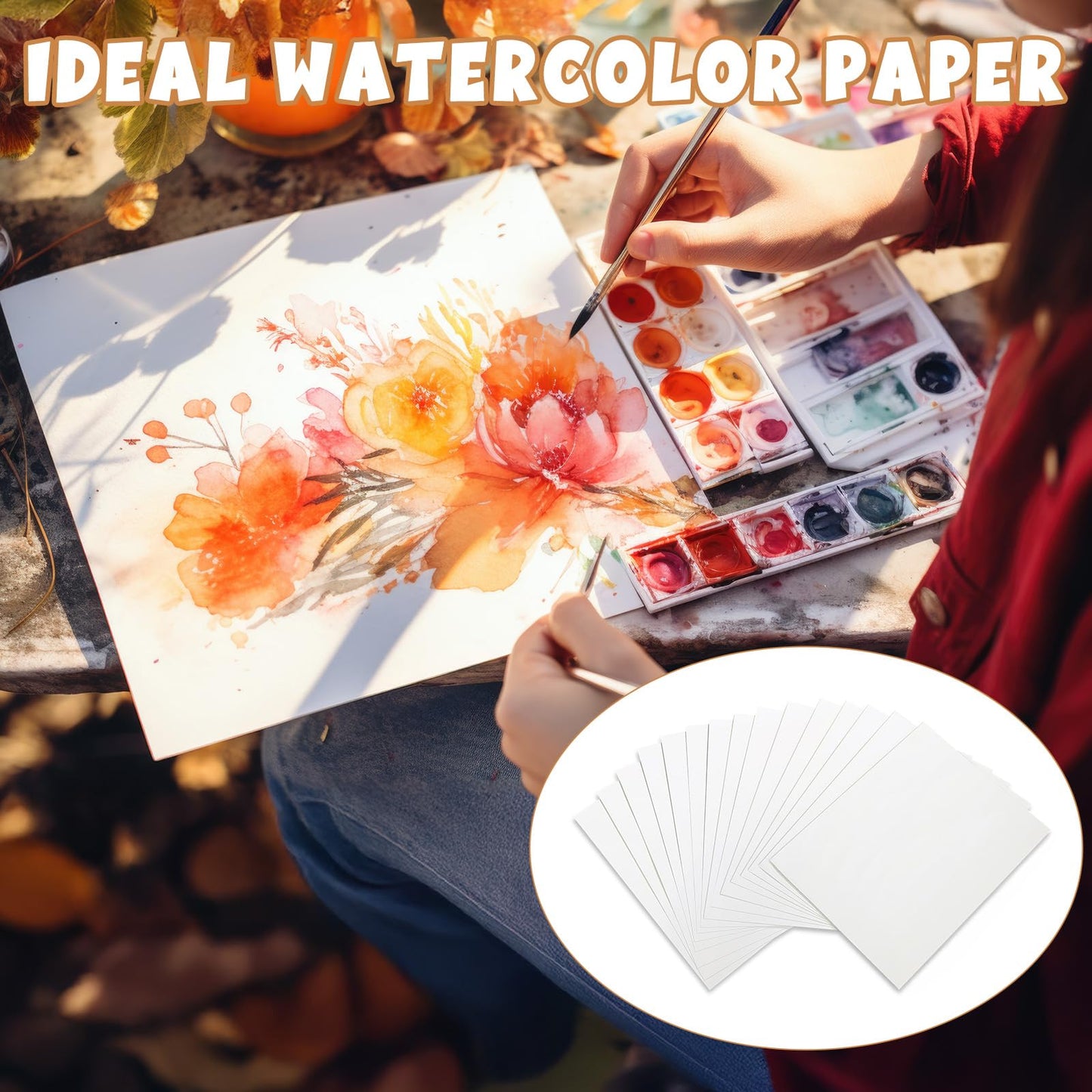 300 Pcs Watercolor Paper Sheet Bulk White Cold Press Paper Pack 110 lb 230 GSM