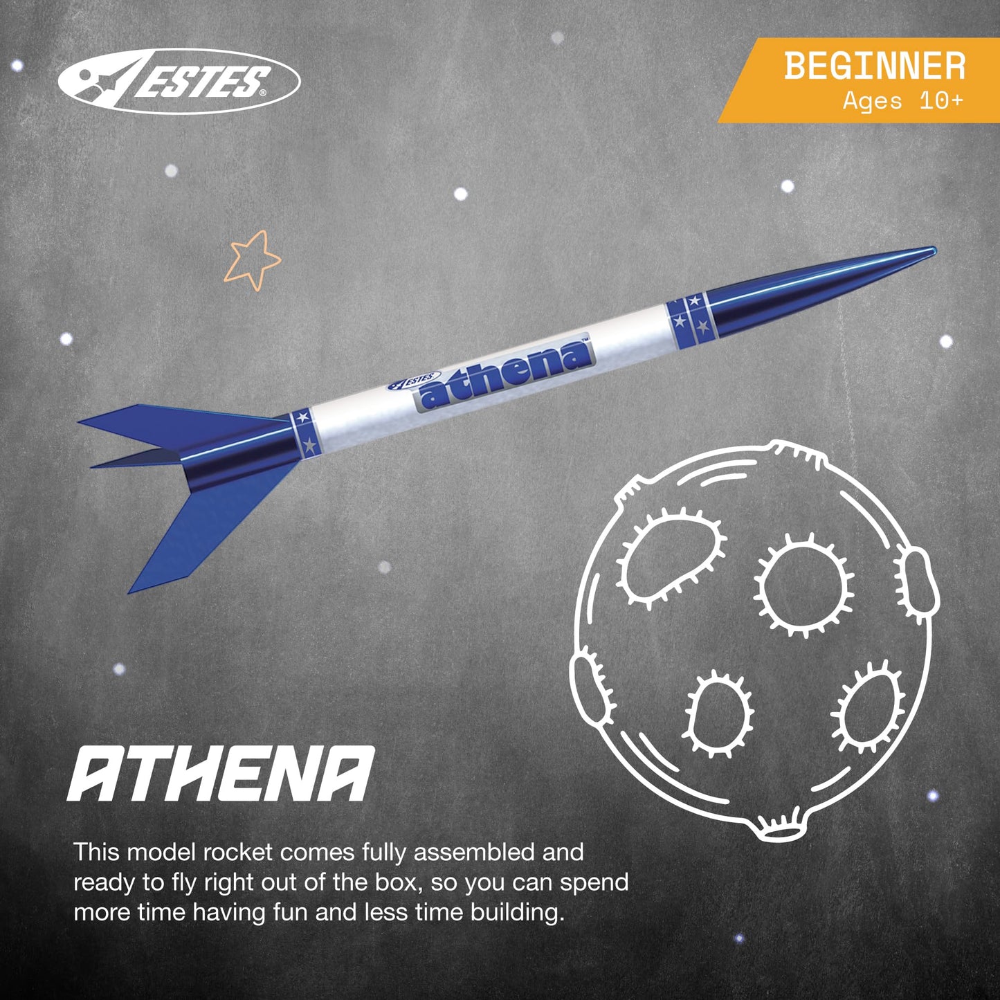 Estes 2452 Athena Rocket-Building Kit, Prebuilt Beginner Flying-Rocket Model Kit, Blue