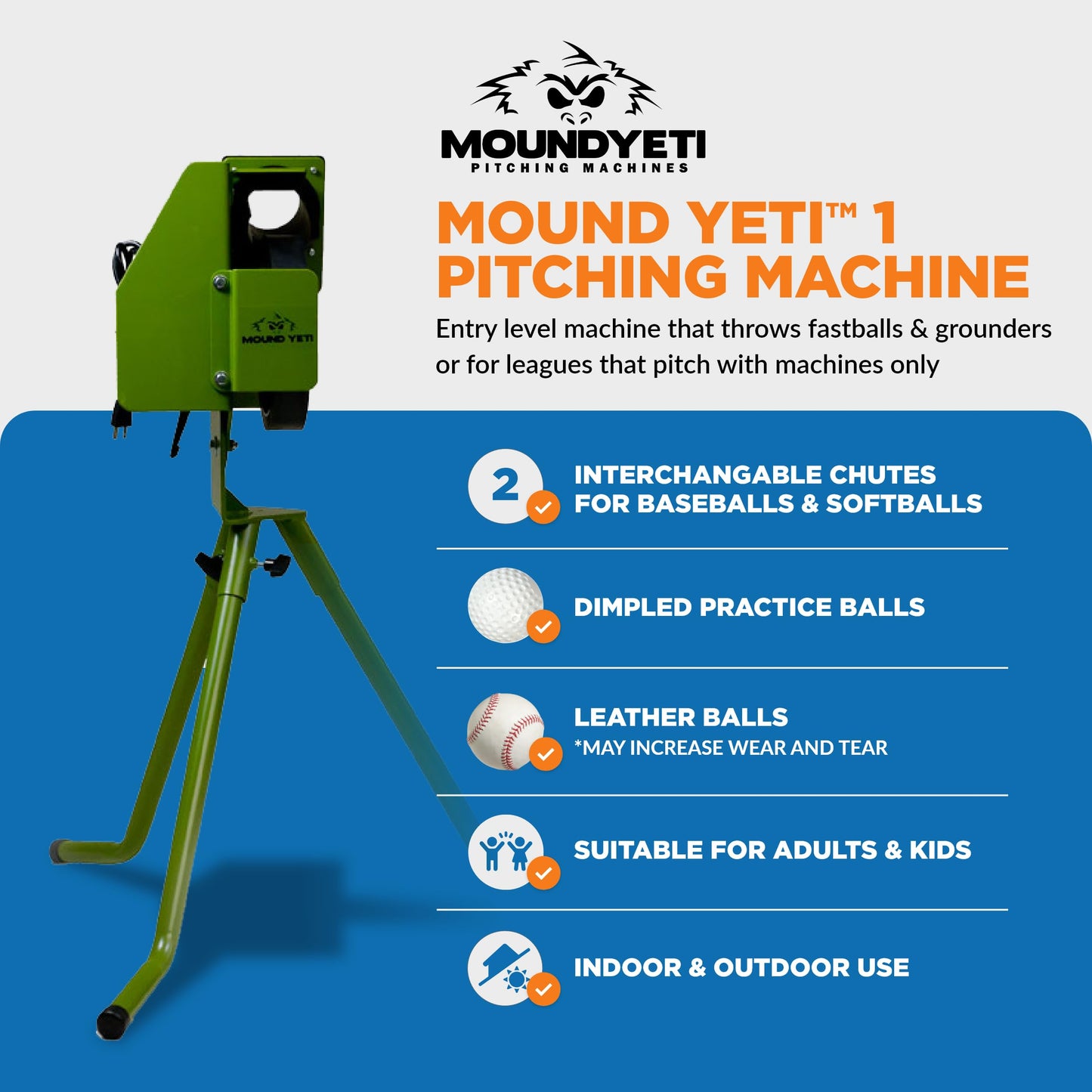 Mound Yeti-1 Baseball Softball Pitching Machine