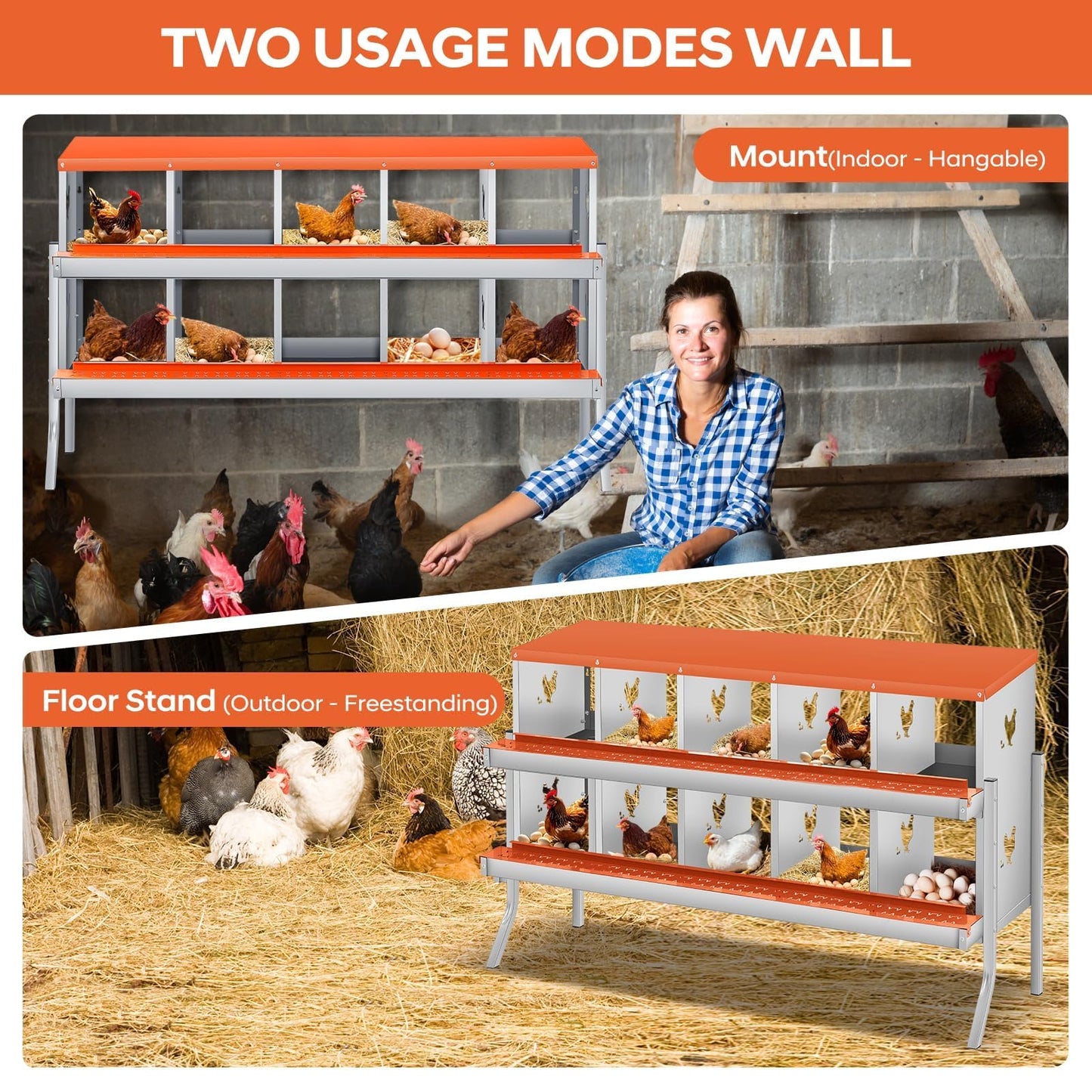 Garvee Chicken Nesting Box, 10 Compartments Nesting Box for Chickens