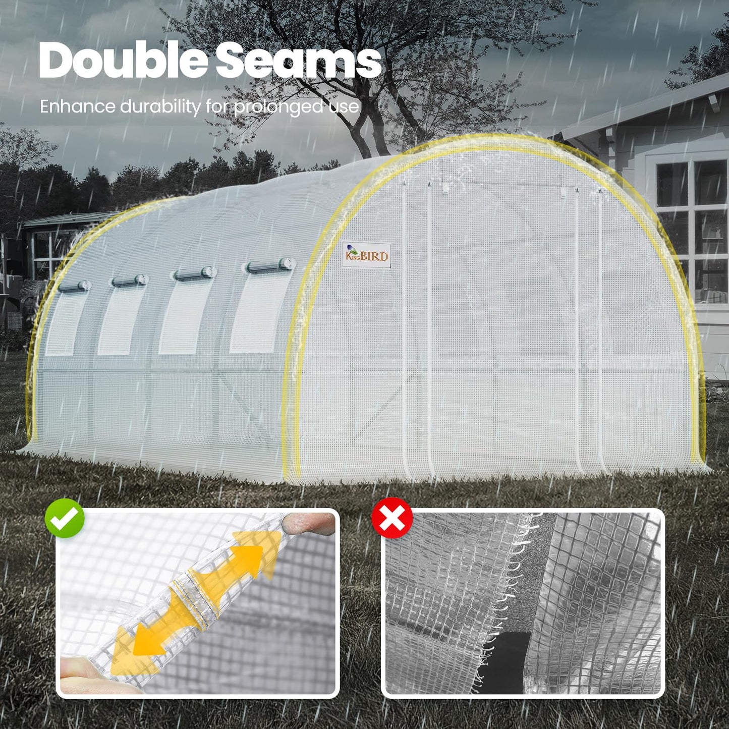 Premium 20x10x6.6FT Greenhouse for Outdoors, hoop, White