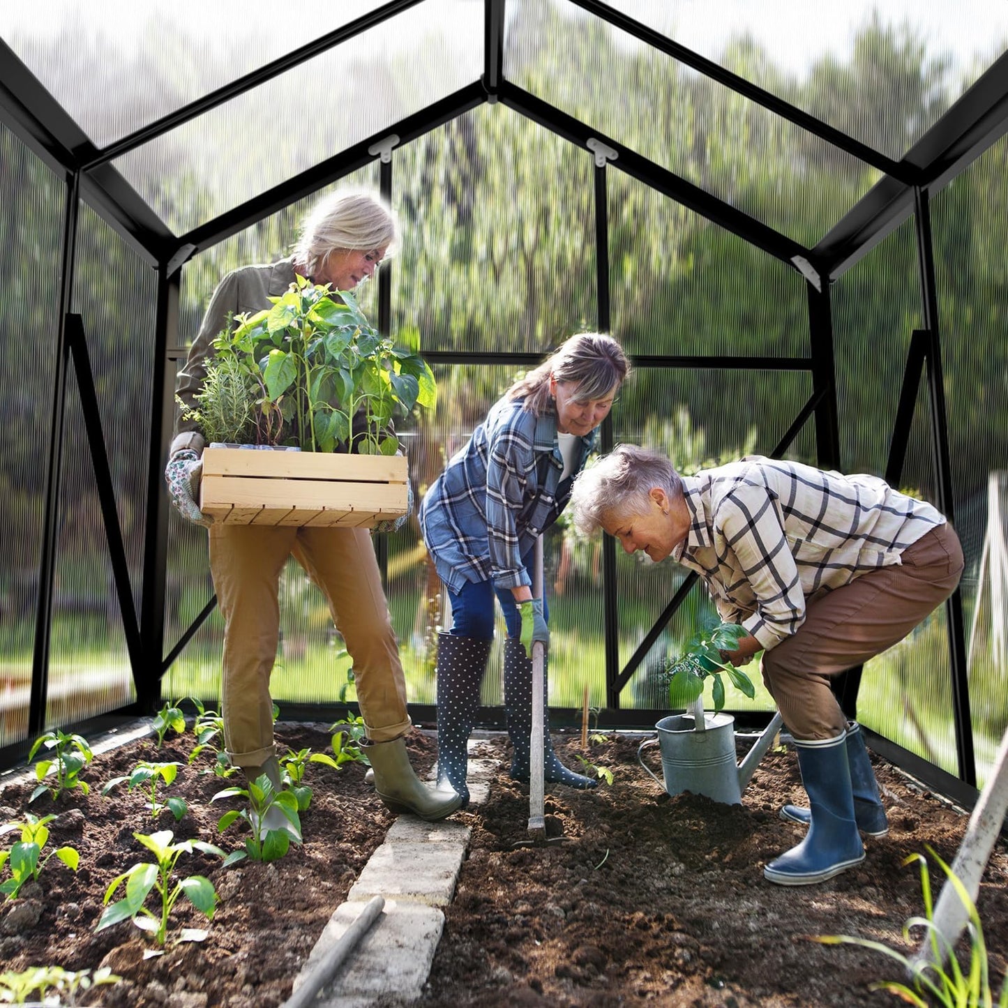 6x10 FT Greenhouse for Outdoors, Polycarbonate Heavy Duty Green House