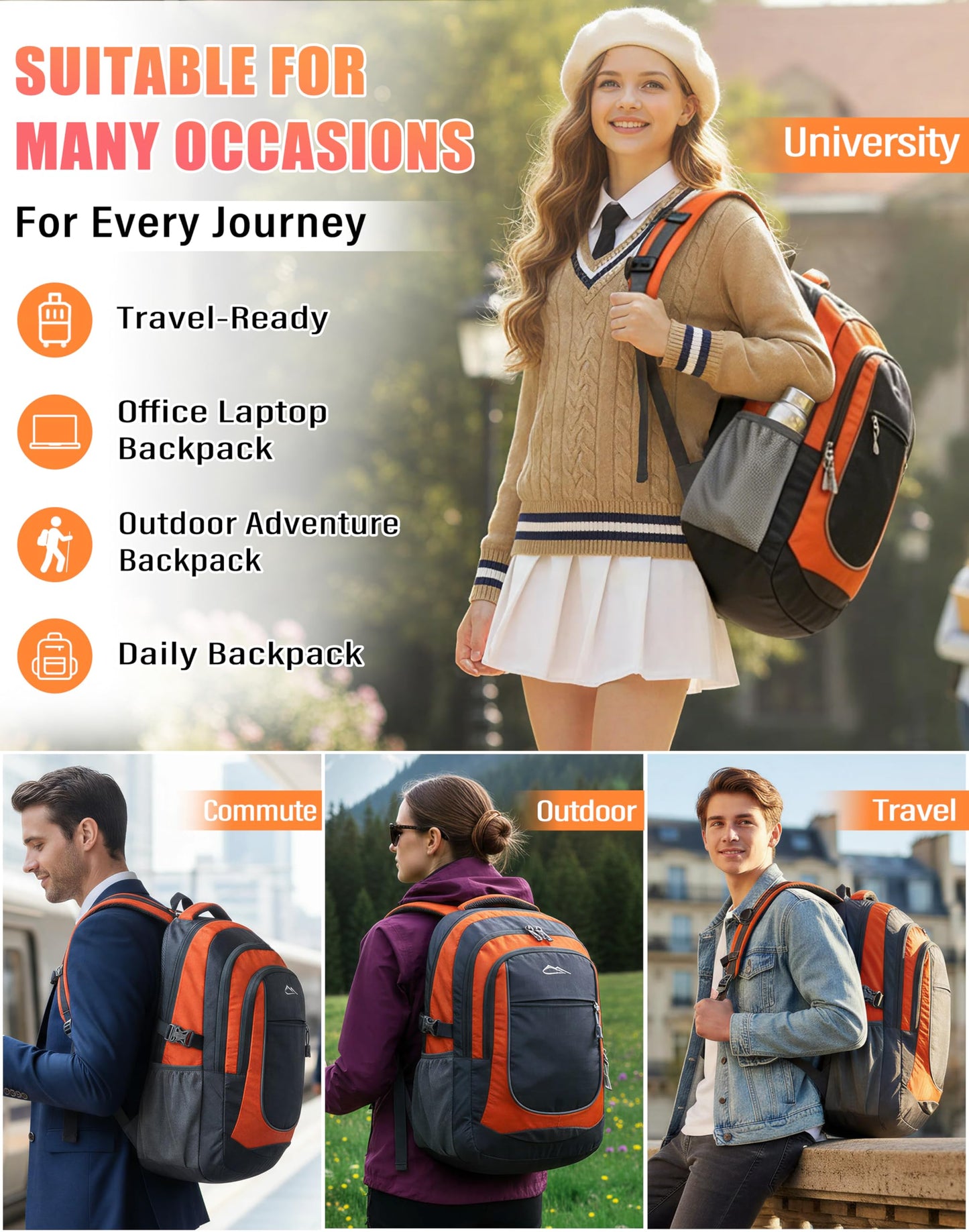ProEtrade Backpack Bookbag Fit Laptop Up to 15.6 Inch