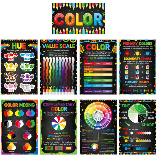 Outus 9 Pcs Art Posters, Color Theory Knowledge