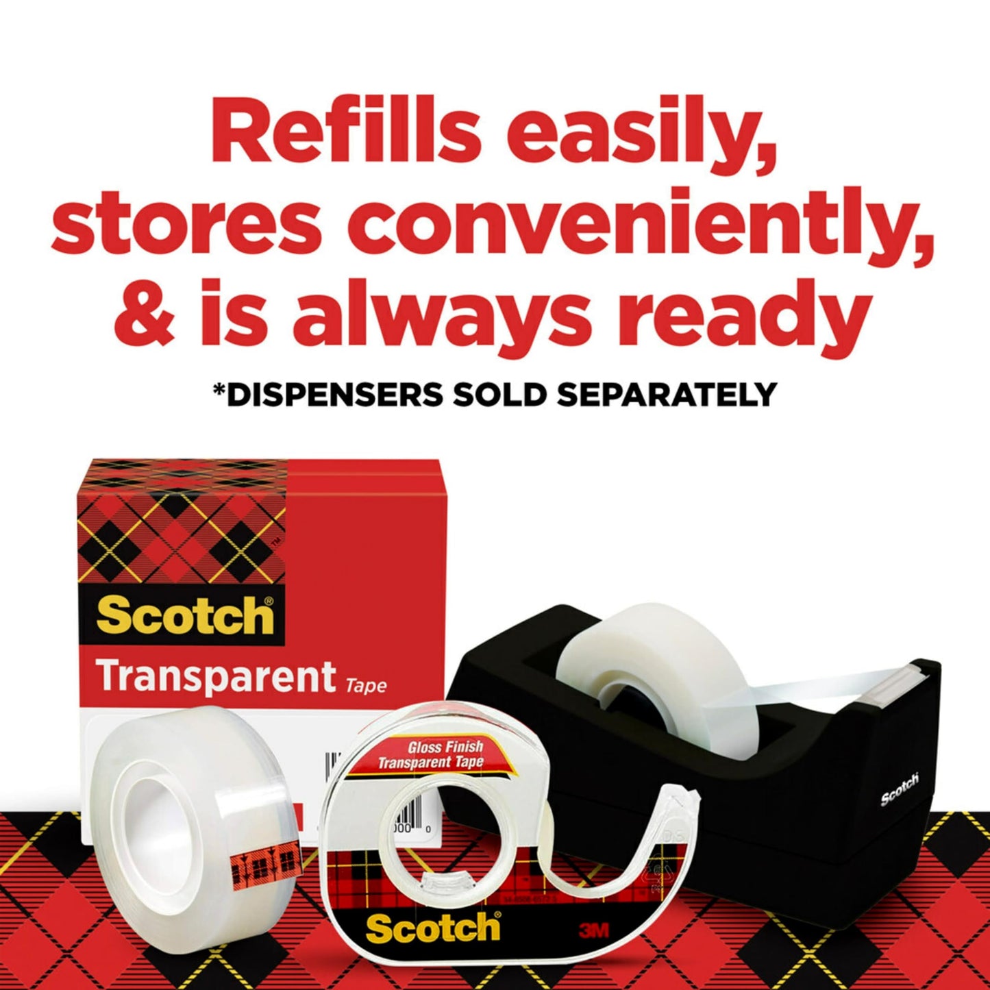 Scotch Transparent Tape, Clear Tape, 1 Inch Core, 3/4 in x 1000 in, 6 Boxes