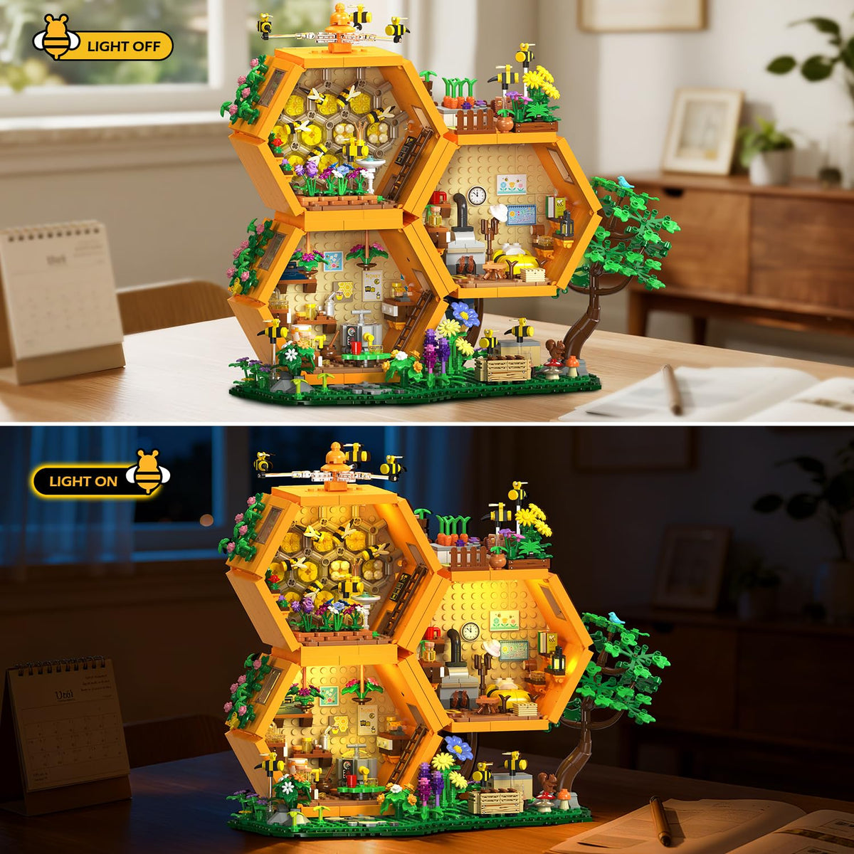 INSOON Bee House Building Set, Farm Treehouse Kit- building blocks
