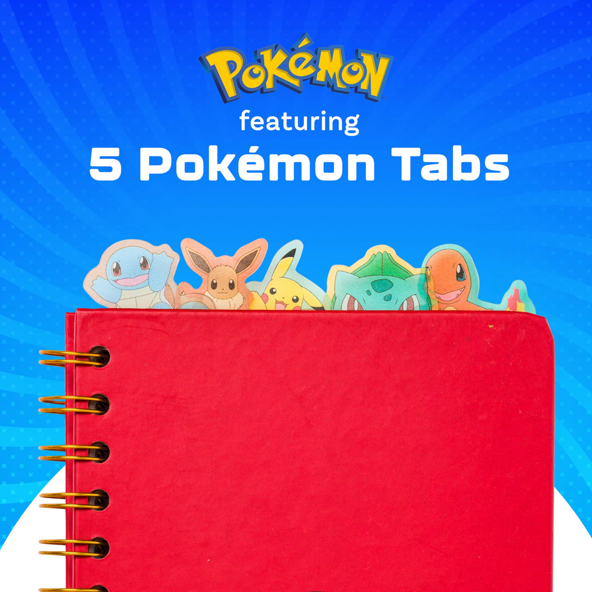 Silver Buffalo Pokémon Pokeball, Pikachu, Spiral Tabbed Notebook, 8" x 5"