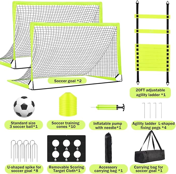 Soccer Goals Set of 2-6x4 ft Portable