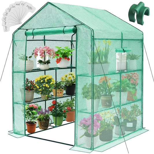 Greenhouses for Outdoors, Durable Green House Kit with Window, Thicken PE Cover, 57 x 57 x 76''