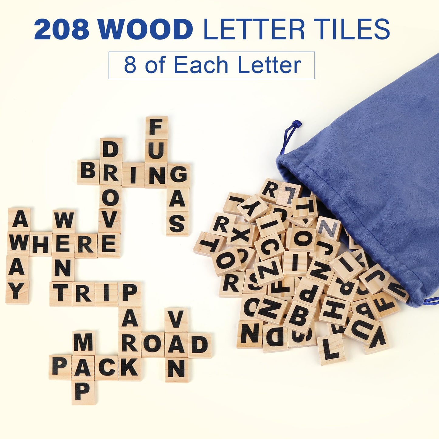 BenBen Spelling Games, 224 Flashcards, 208 Wood Letter Tiles