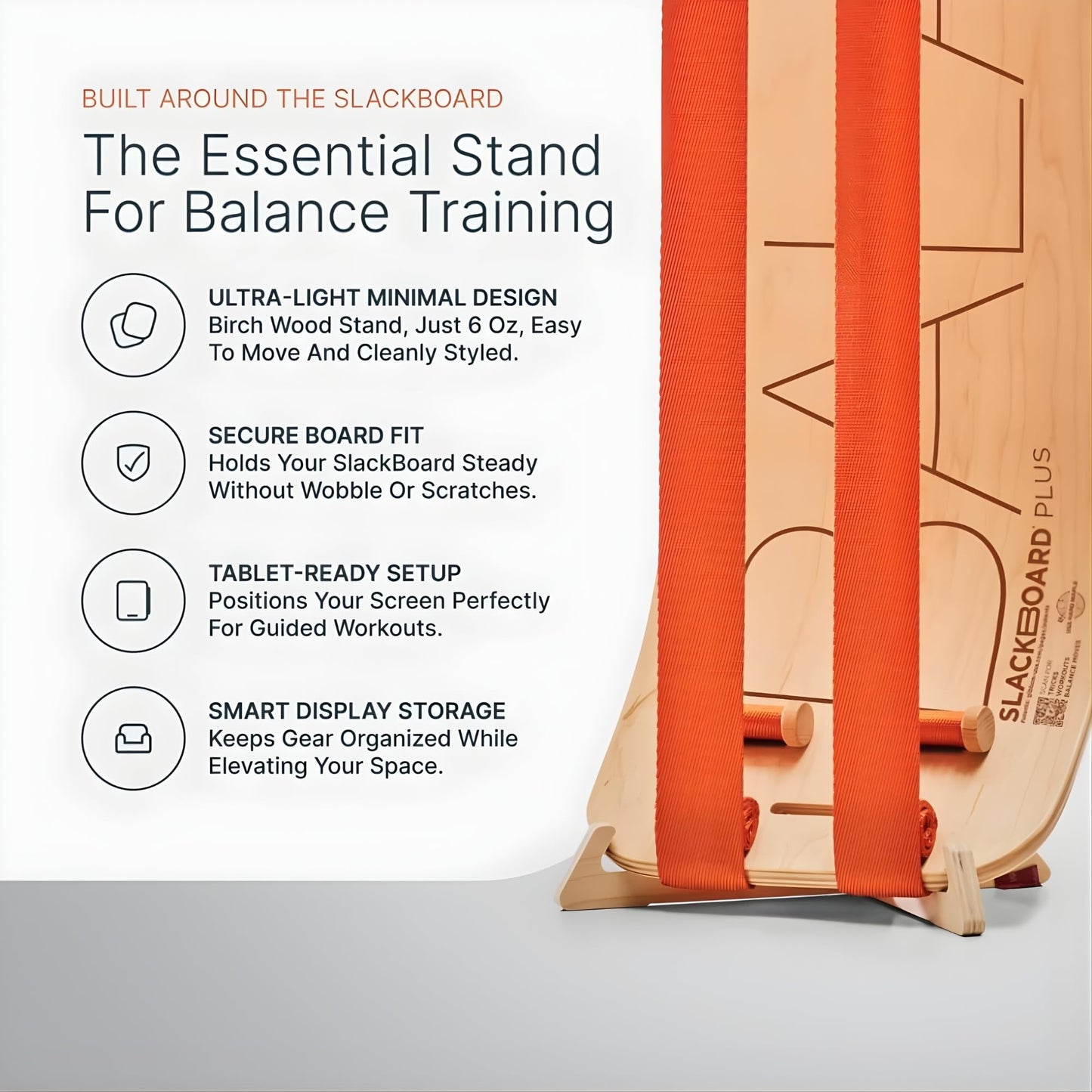 GIBBON SlackBoard Plus & Stand - 2-in-1 Slackline Balance Board