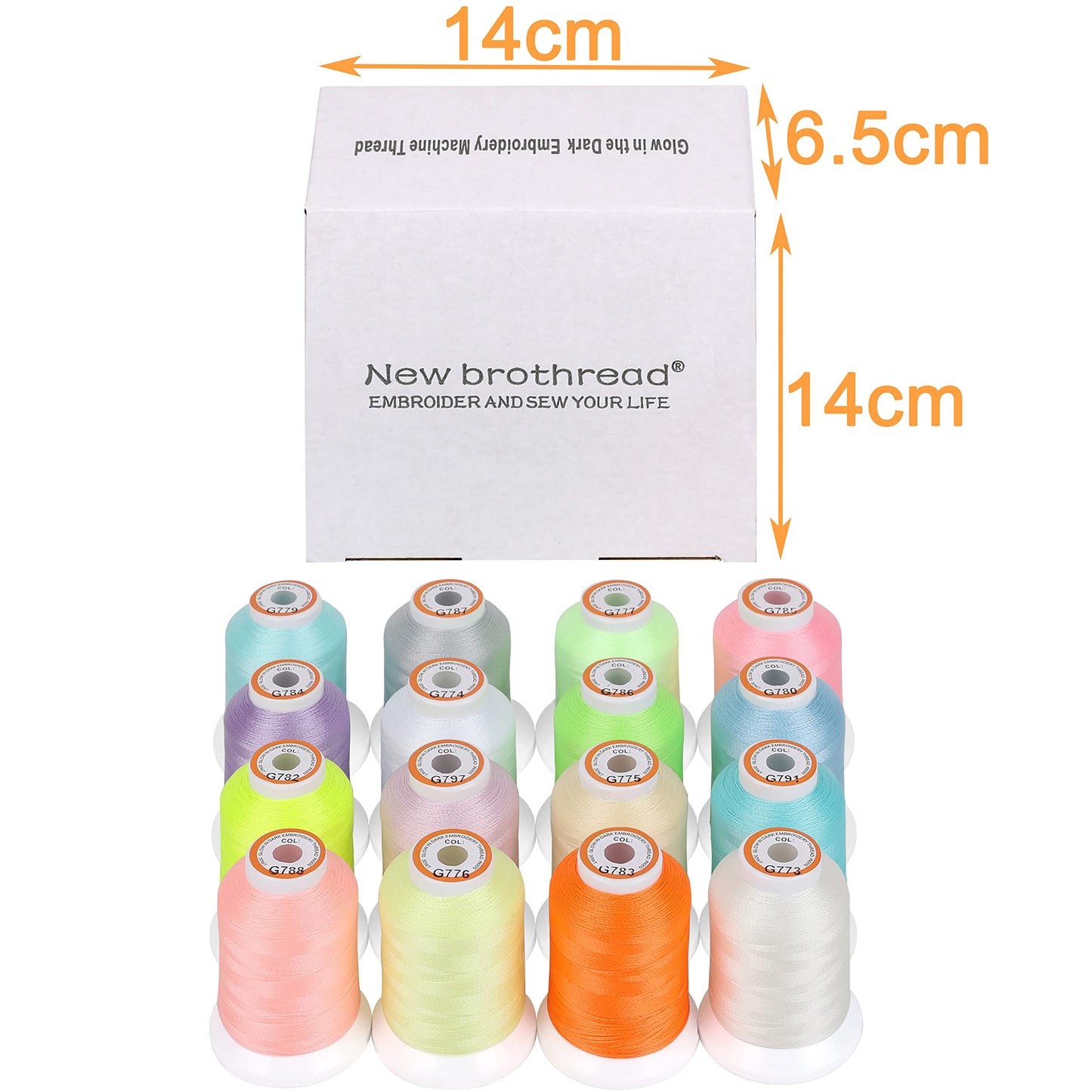 16 Colors Luminary Glow in The Dark Embroidery Machine Thread Kit