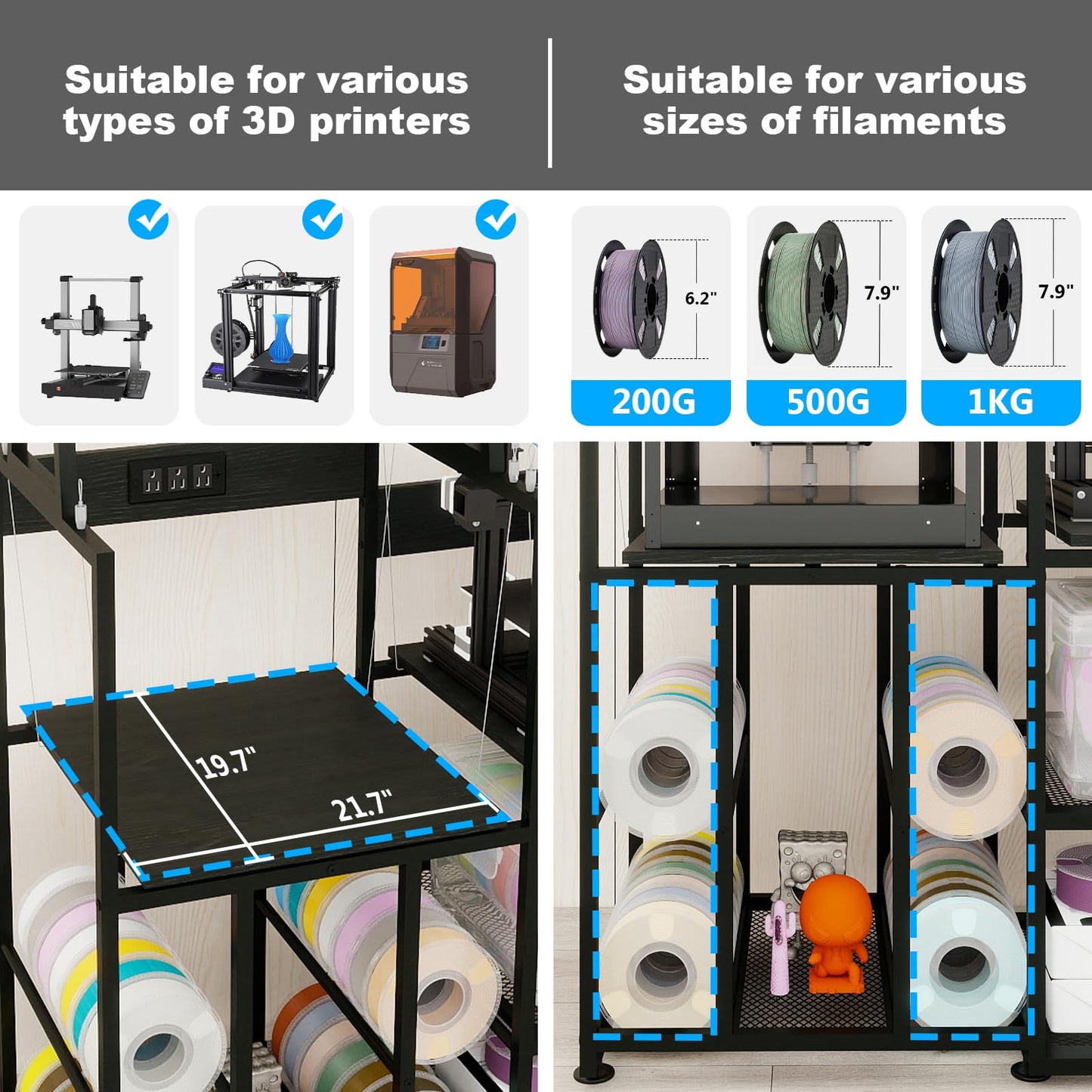 3D Printer Stand with Filament Storage