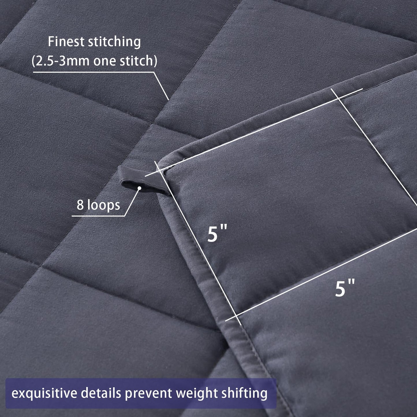 Weighted Blanket(20 lbs, 60” x 80”, Grey)