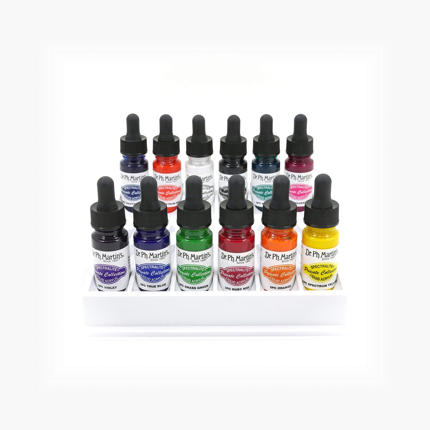 Dr. Ph. Martin's Spectralite Private Collection Liquid Acrylics Bottles, 0.5 oz, Set of 12 (Set 1)