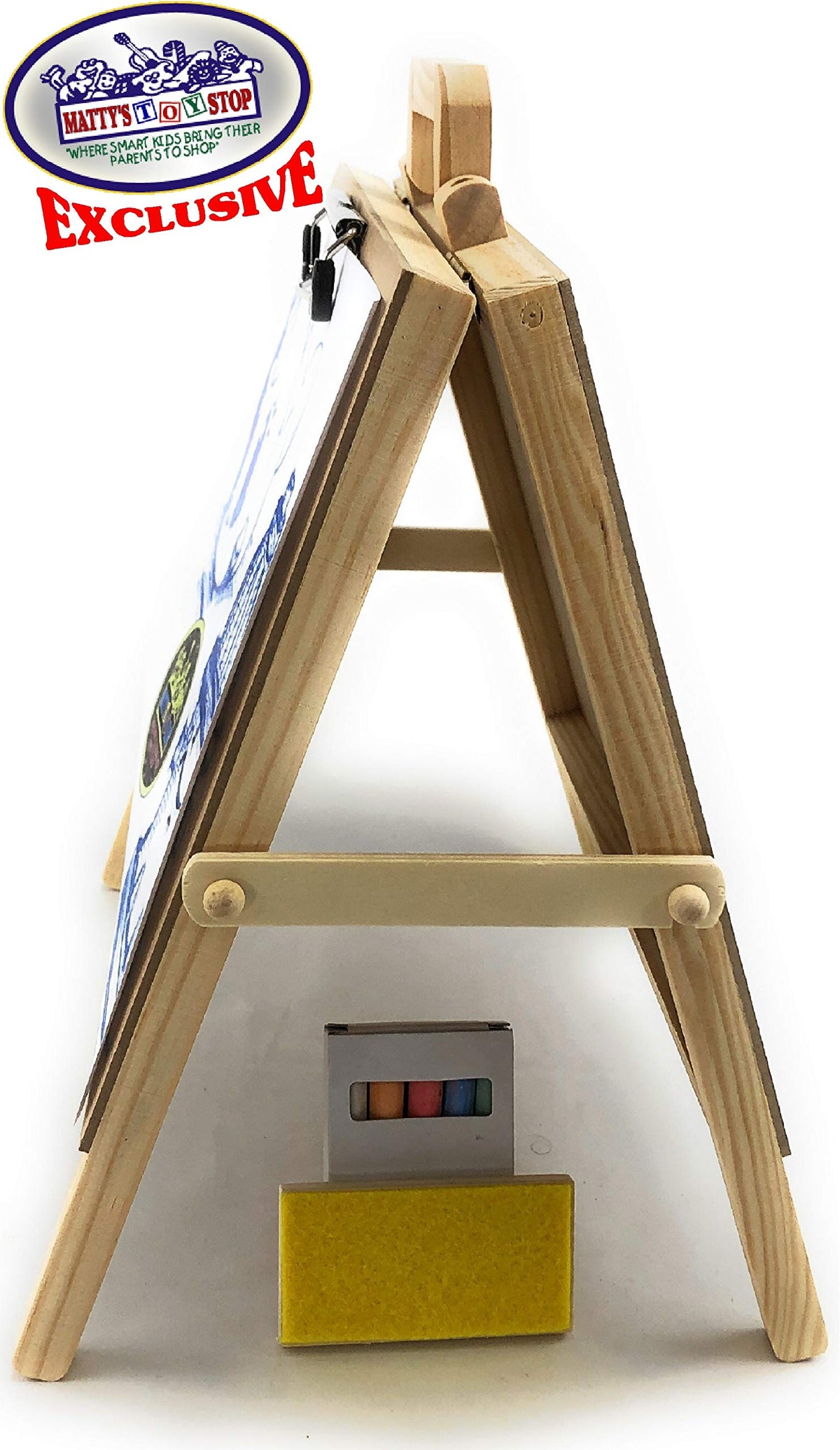 2-in-1 Mini Wooden Tabletop Easel with Blackboard, Paper Clip & Accessories