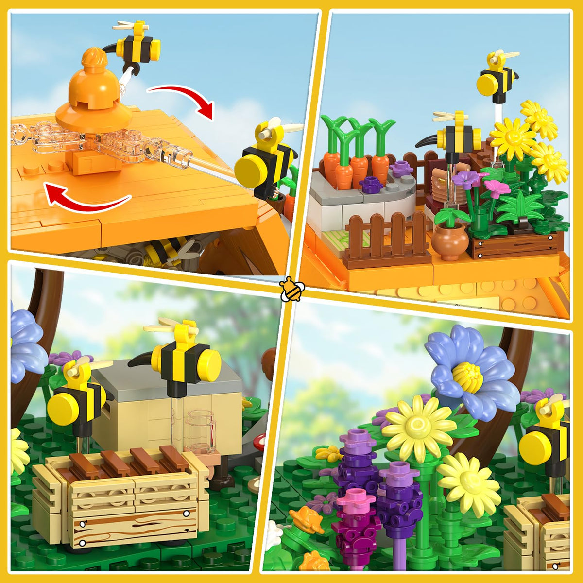 INSOON Bee House Building Set, Farm Treehouse Kit- building blocks