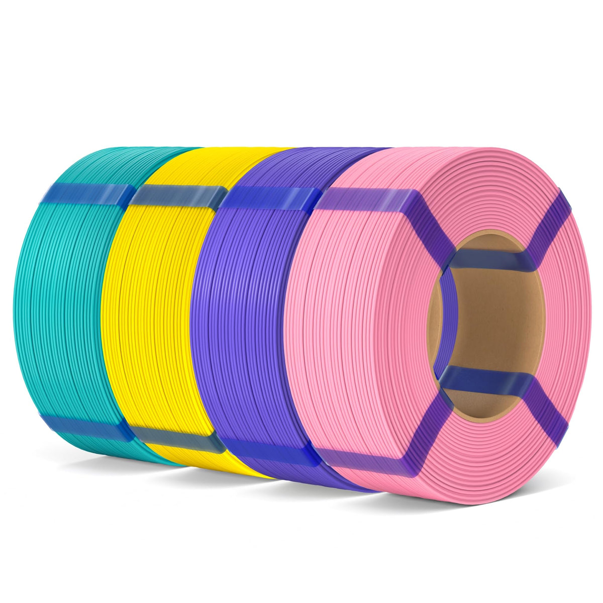 ELEGOO PLA Basic 3D Printer Filament Refill Filament 1.75mm 4KG 4 Colors, Pink, purple, yellow, turquoise Green
