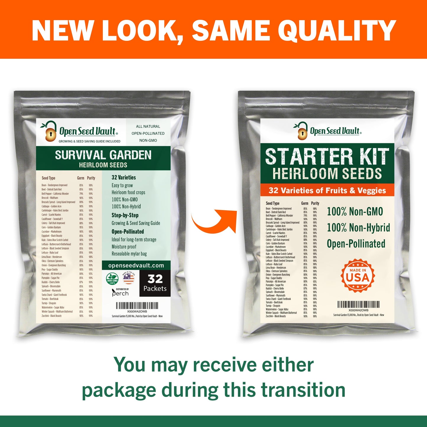 Non GMO Heirloom Vegetable Seeds for Planting Vegetables and Fruits - 32 Variety Pack of Vegetable Seeds for Gardening