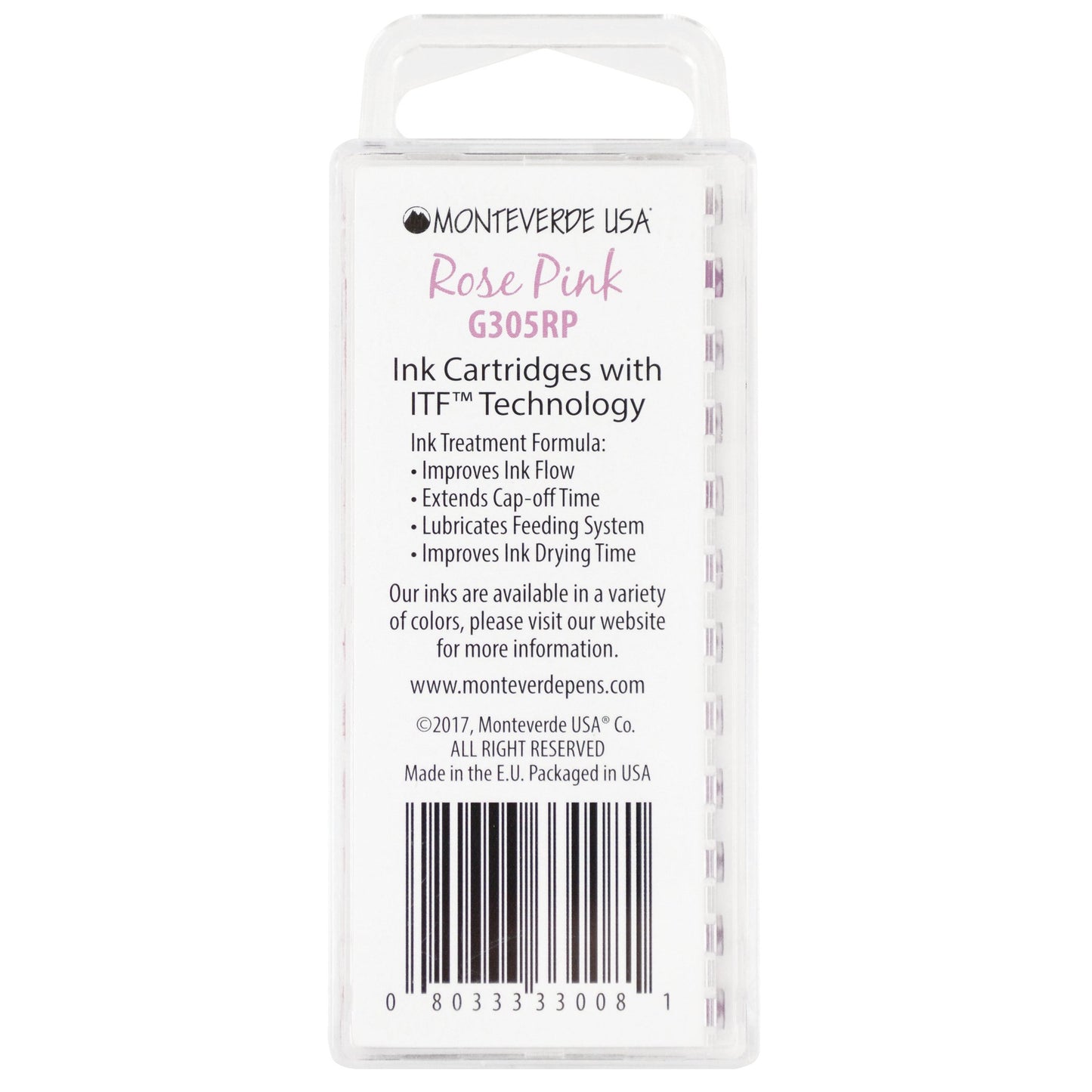 Monteverde USA International Standard Ink Cartridges - Rose Pink - Compatible with Most Fountain Pens, 12-Pack Box