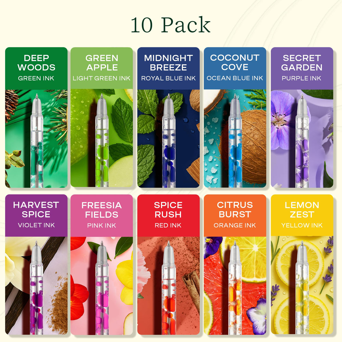 Lifelines Scented Lava Gel Pen Set, 10 Multi-Color Pack, 0.5mm