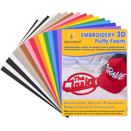 15PCS Embroidery Puffy Foam 9″x12″ Large Size