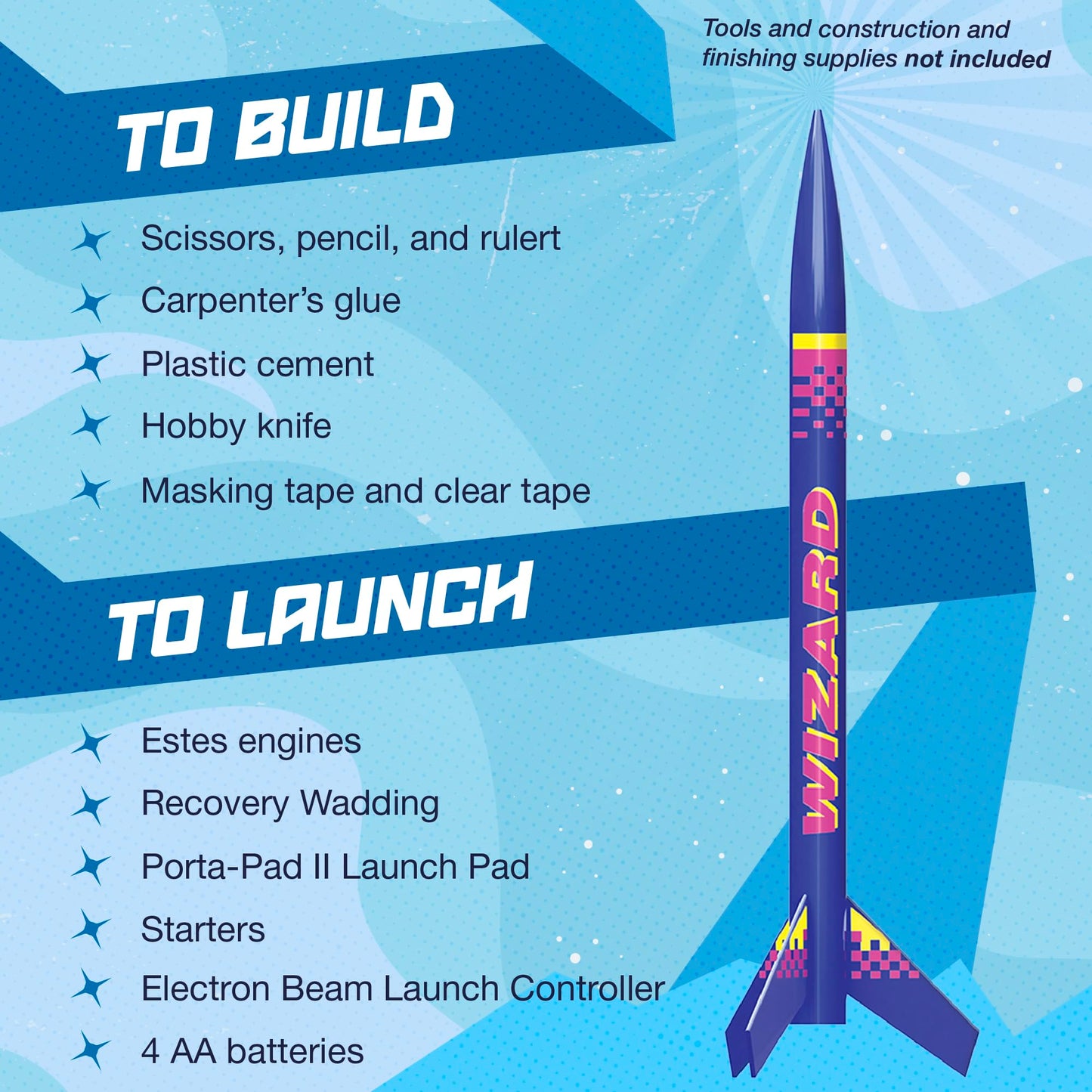 Estes 1754 Pack of 12 Wizard Rocket-Building Kits