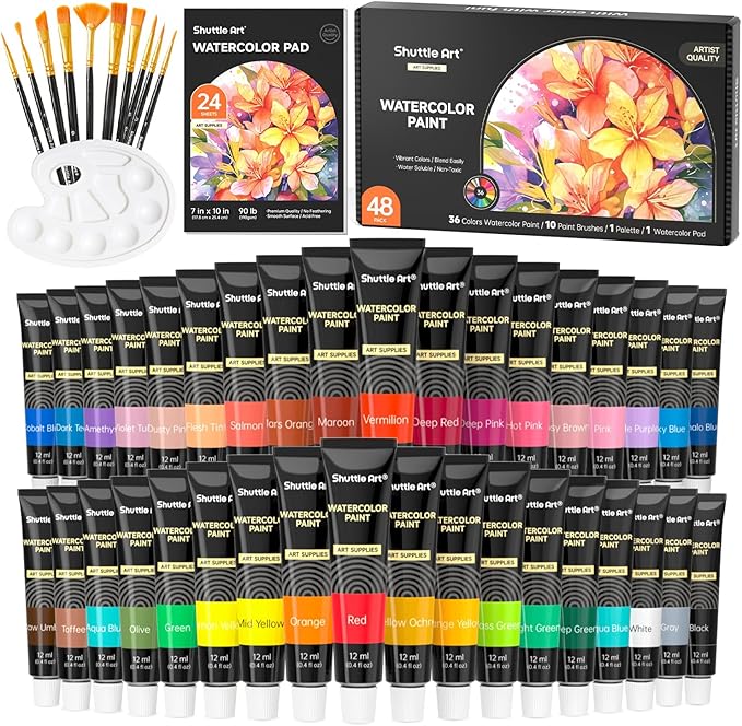 Shuttle Art 48 Pack Watercolor Paint Set