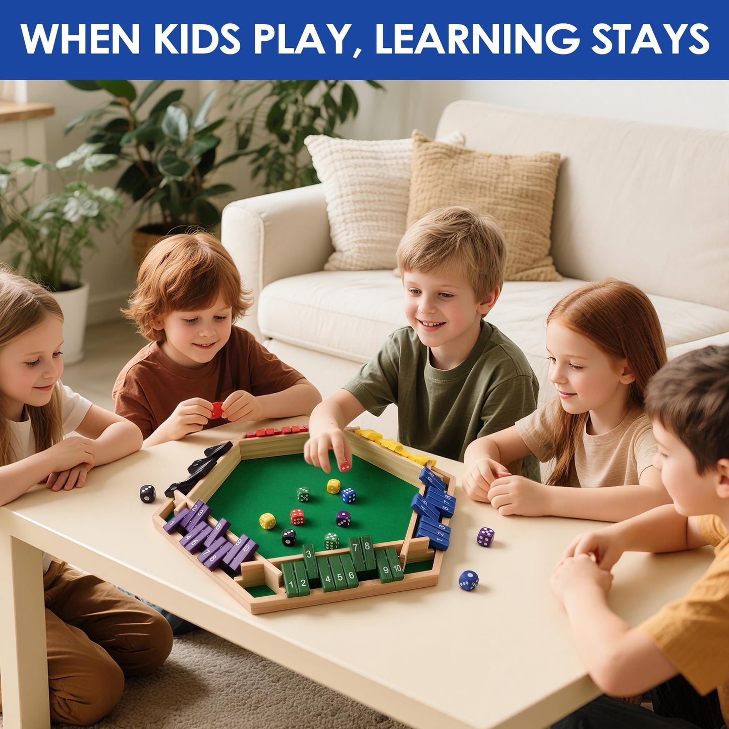 Shut The Box Dice Game, Traditional Wooden