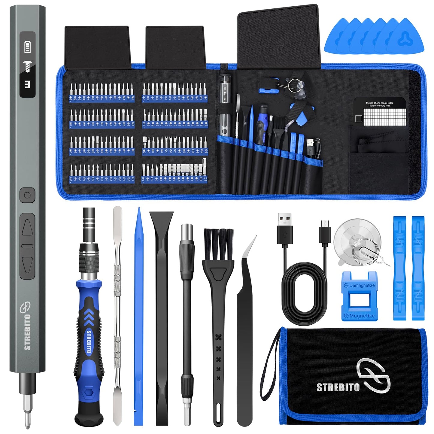 STREBITO 144-Piece Upgraded Electric Screwdriver