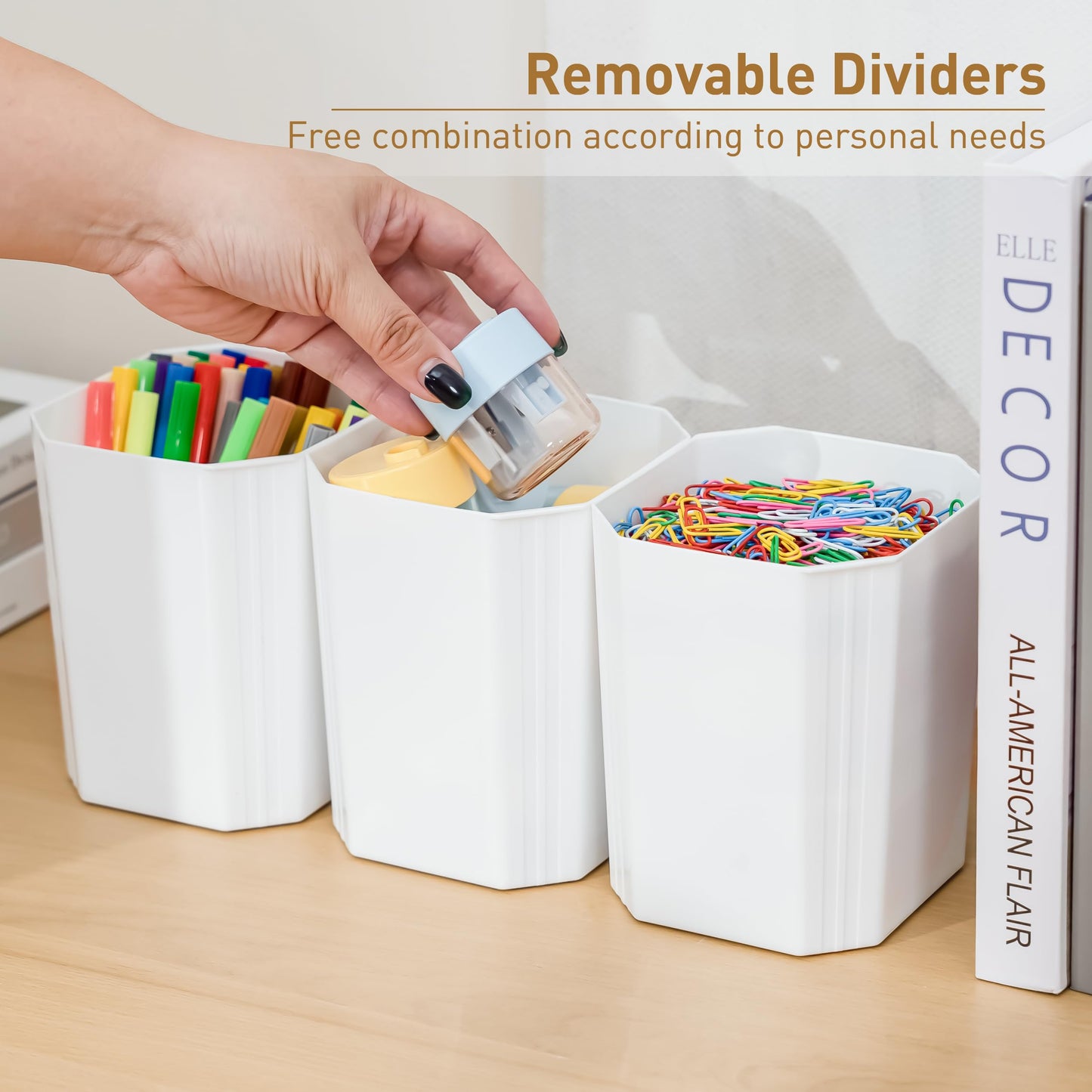 17 QT Plastic Storage Box with Removable Tray and 6 Detachable Tall Inserts, 4 Packs