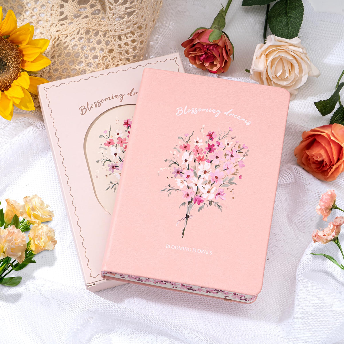 MINICAGIE Lined Floral Journal Notebook A5, pink