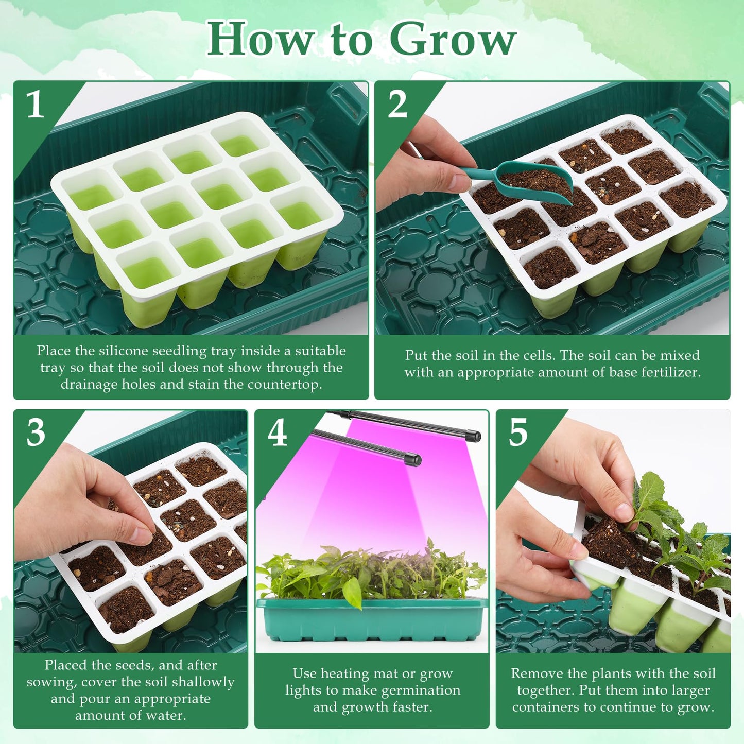 10pcs Reusable Seed Starter Tray, 120 Cells Seed Starter Kit