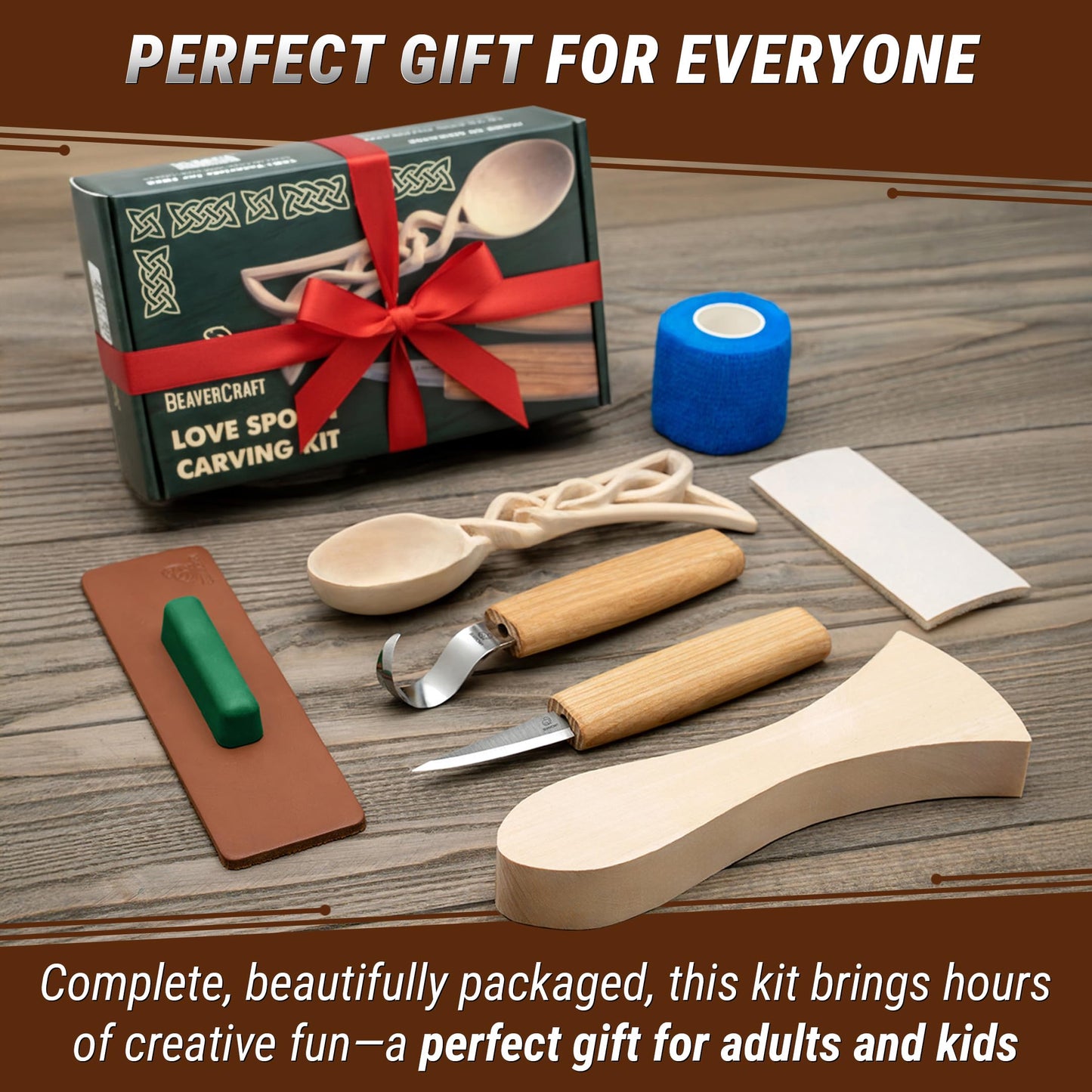 BWood Spoon Carving Kit for Beginners -  Woodworking Hobby Kit for Adults & Kids