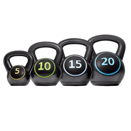 Yaheetech 4 Piece Kettlebell Set 5lb 10lb 15lb 20lb Strength Training Black