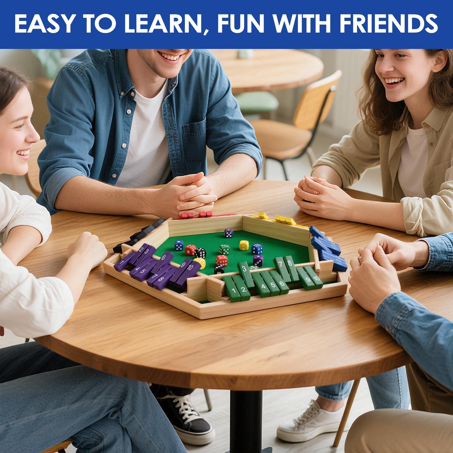 Shut The Box Dice Game, Traditional Wooden