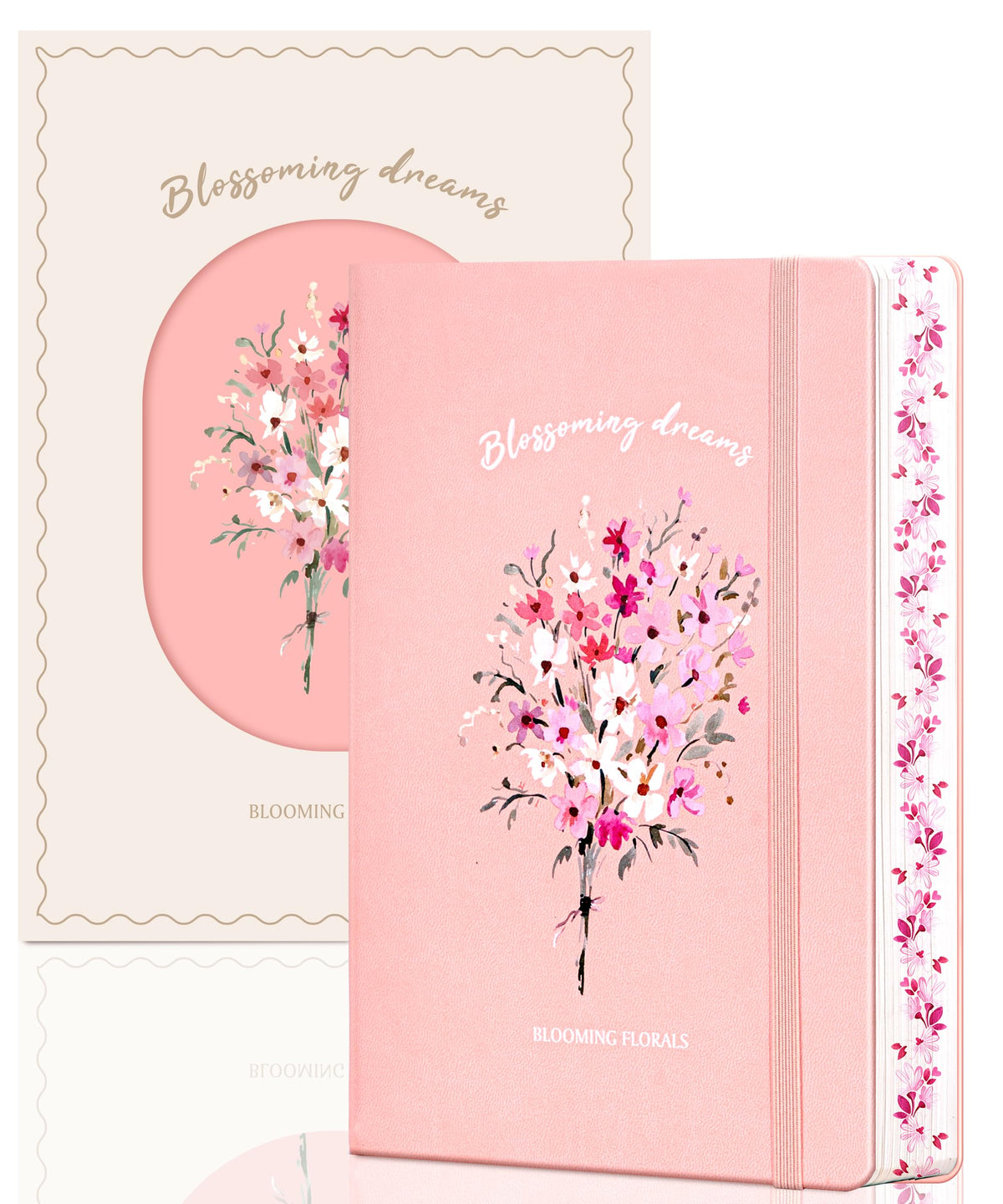MINICAGIE Lined Floral Journal Notebook A5, pink