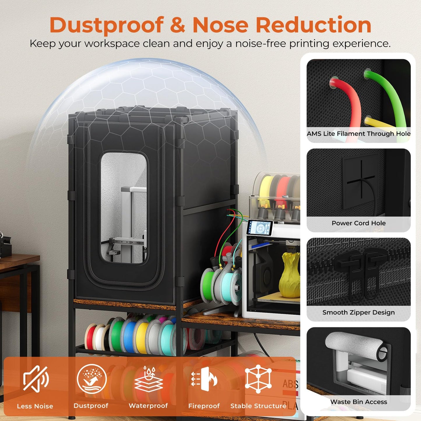 3D Printer Table with Filament Storage Rack