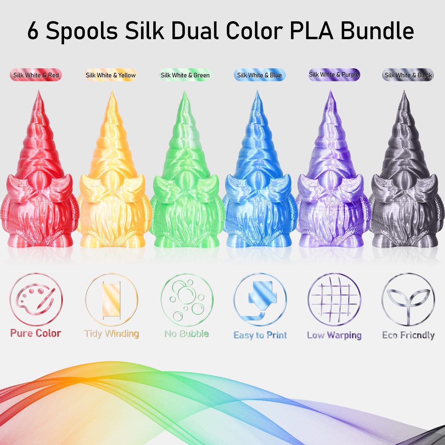 Dual Color 1.75mm 3D Printer Filament Bundle- D