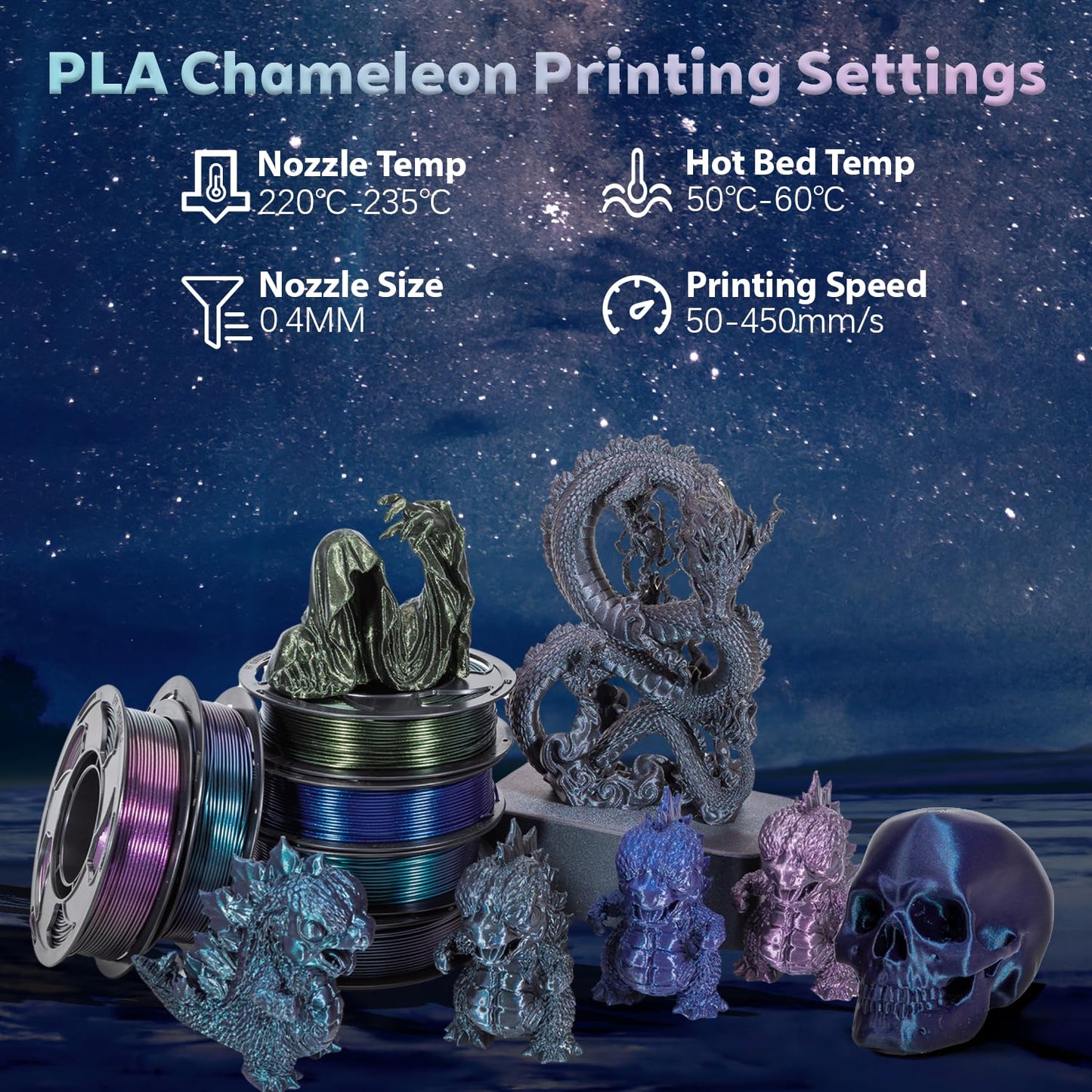 Chameleon Burnt Titanium 1.75mm PLA Filament with Glitter Sparkle, filament